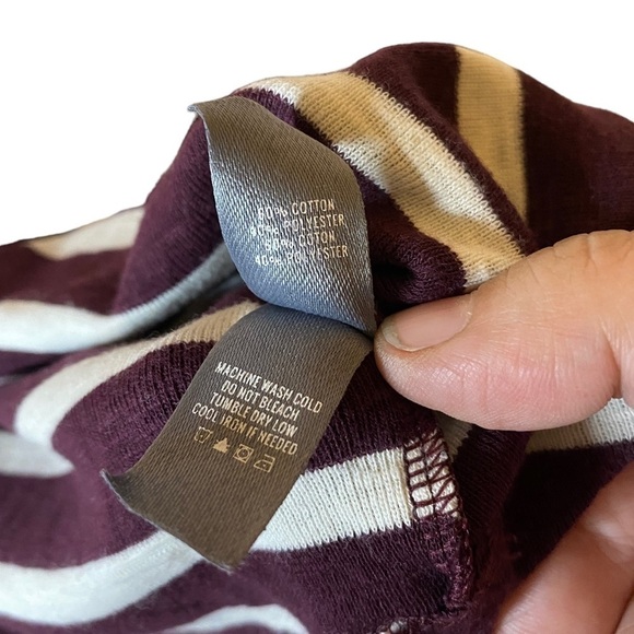 Aerie Long Sleeve Striped Turtleneck Shirt Top maroon womens xs - Picture 6 of 7